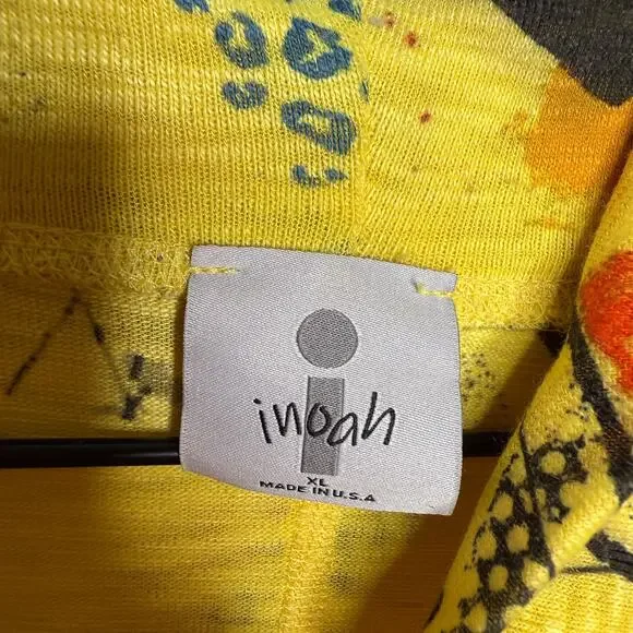 Inoah Clothing Made in USA Art 2 Wear Yellow Abstract Shirt Womens XL - Picture 5 of 6